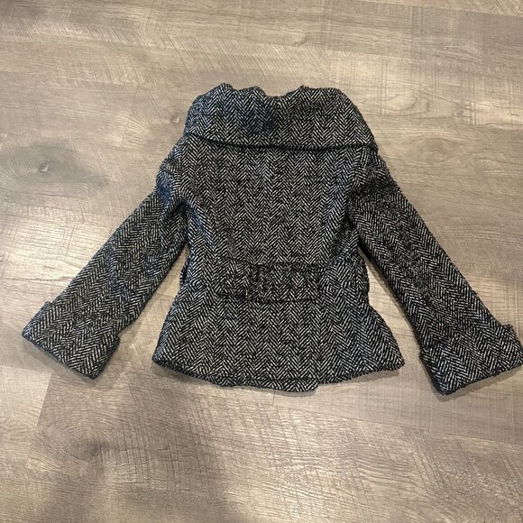 Zara Basic Herringbone wool-blend double-breasted coat. Size Small - Picture 3 of 8